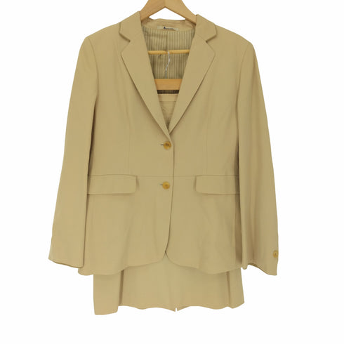 アクアスキュータム AQUASCUTUM 裏地袖口切り替え 2B ウール テーラード ジャケット タイト スカート セットアップ レディース