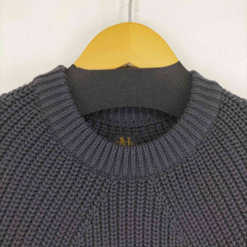 バトナー BATONER SIGNATURE CREW NECK ウール5ゲージシグニチャー畦編みクルーネックニット ( D.Gray ) メンズ JPN:3