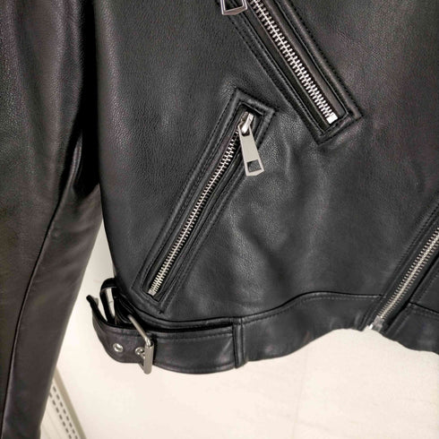 ザラ ZARA フェイクレザーダブルライダースジャケット レディース JPN:L