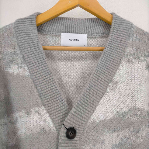 コンファーム CONFIRM 23AW モヘアライク ルーズシルエット グラデーション 煙柄ジャガード シャギーニットカーディガン メンズ import:L