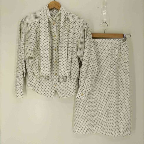 ハナエモリ HANAE MORI TOPS ドット L/S シャツ タイト スカート セットアップ レディース 胸囲79