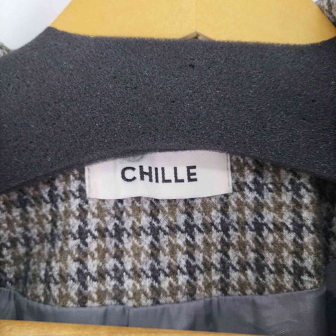 チル CHILLE チェック柄バルカラーコート レディース FREE