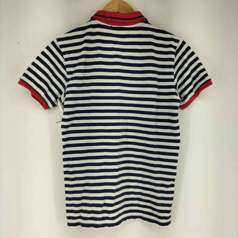 ポロバイラルフローレン Polo by RALPH LAUREN スモールポニー刺繍 トリコロールカラー ボーダーポロシャツ レディース import:M 12-14