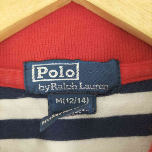 ポロバイラルフローレン Polo by RALPH LAUREN スモールポニー刺繍 トリコロールカラー ボーダーポロシャツ レディース import:M 12-14