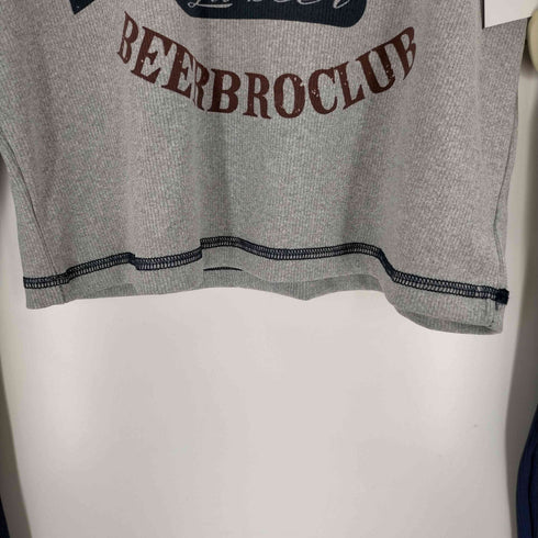 FOLLOWIN レイヤードオフショルダーレタリングクロップドTシャツ レディース FREE