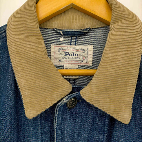 ポロラルフローレン POLO RALPH LAUREN 80S 白タグ 襟コーデュロイデニムハンティングジャケット メンズ import:M