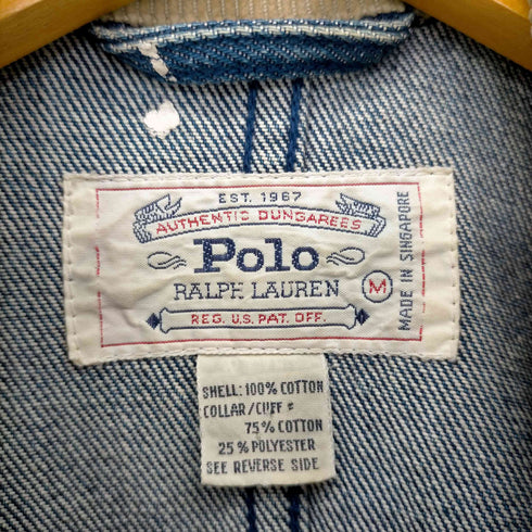 ポロラルフローレン POLO RALPH LAUREN 80S 白タグ 襟コーデュロイデニムハンティングジャケット メンズ import:M