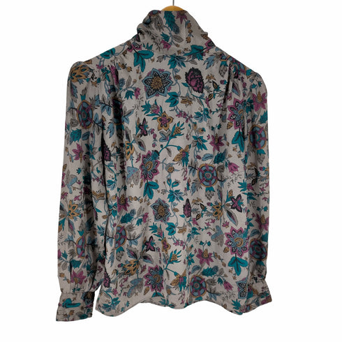 スチュアートラング STUART LANG MADE IN USA フローラル柄シルクブラウス レディース US:10