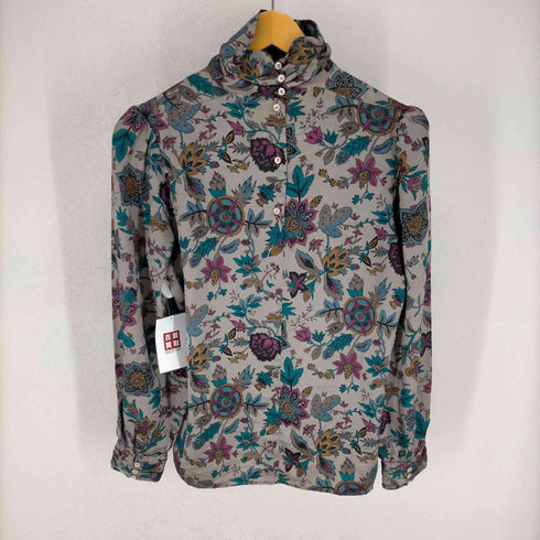 スチュアートラング STUART LANG MADE IN USA フローラル柄シルクブラウス レディース US:10