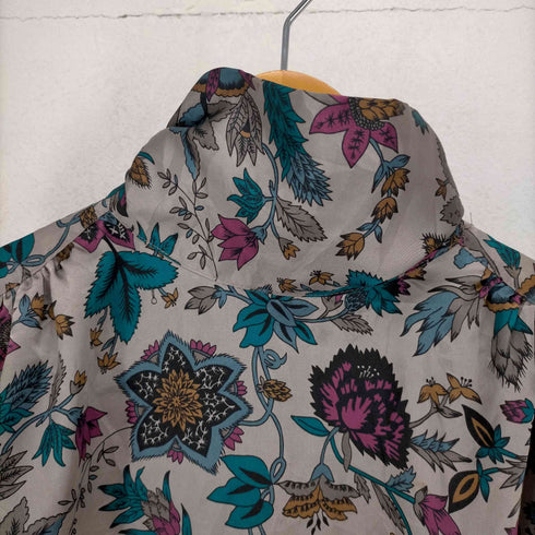スチュアートラング STUART LANG MADE IN USA フローラル柄シルクブラウス レディース US:10