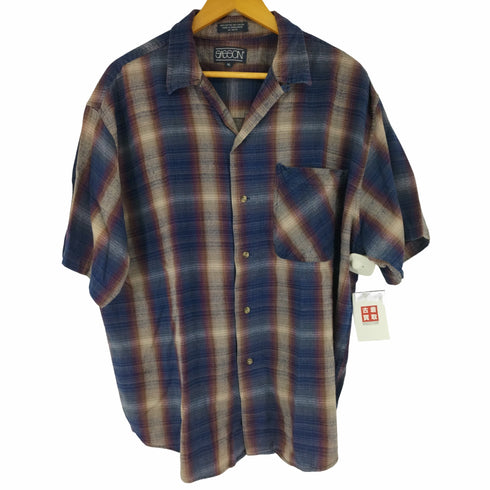 サッソン SASSON コットンレーヨン オープンカラーチェックS/Sシャツ メンズ import:XL