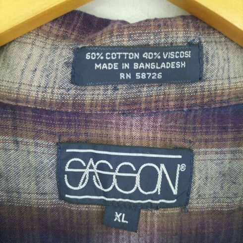 サッソン SASSON コットンレーヨン オープンカラーチェックS/Sシャツ メンズ import:XL