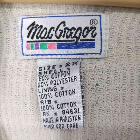 Mac Gregor 裏地サーマル オーバーサイズジップアップ ラグランフーディ メンズ 2X