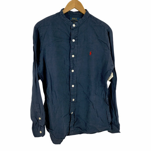 ポロバイラルフローレン Polo by RALPH LAUREN CLASSIC FIT ポニー刺繍 バンドカラーシャツ メンズ import:M