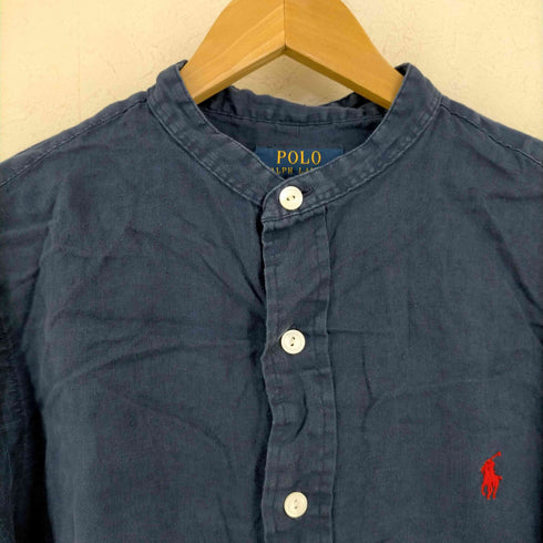 ポロバイラルフローレン Polo by RALPH LAUREN CLASSIC FIT ポニー刺繍 バンドカラーシャツ メンズ import:M