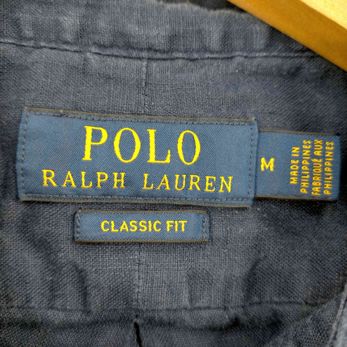ポロバイラルフローレン Polo by RALPH LAUREN CLASSIC FIT ポニー刺繍 バンドカラーシャツ メンズ import:M