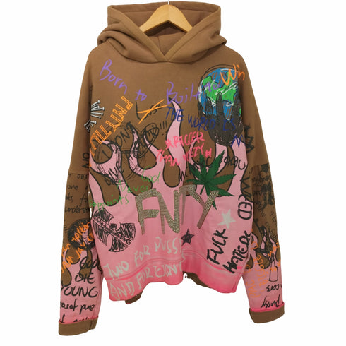 フライングナインティー FNTY FLAME Hoodie TAN プルオーバーパーカー レディース import:L