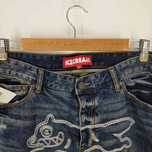 アイスクリーム ICE CREAM GLAZE JEAN ウォッシュ加工 クラッシュダメージ デニムパンツ RUNNING DOG DENIM メンズ 36