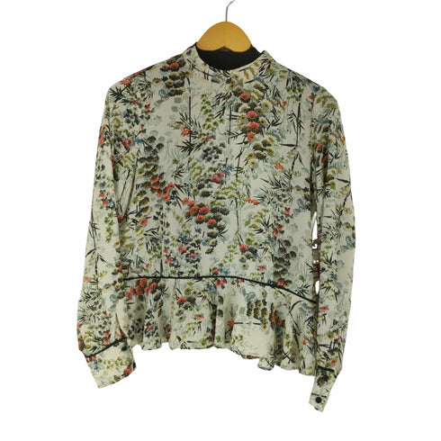 ザラ ZARA 花柄 バックボタン ブラウス レディース US S
