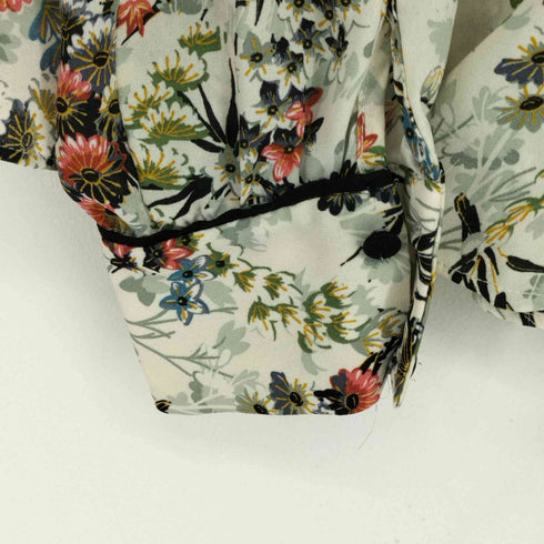 ザラ ZARA 花柄 バックボタン ブラウス レディース US S