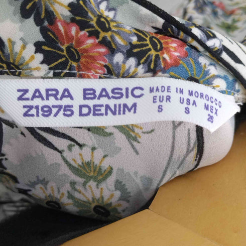 ザラ ZARA 花柄 バックボタン ブラウス レディース US S