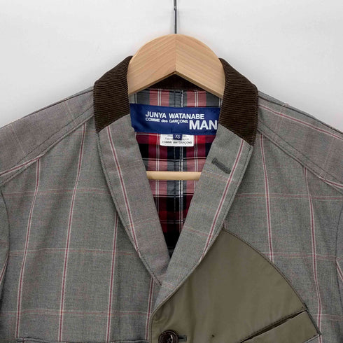 ジュンヤワタナベコムデギャルソンマン JUNYA WATANABE COMME des GARCONS MAN チェック柄切替3Bテーラードジャケット メンズ JPN:XS