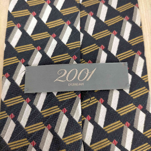 ダーバン DURBAN 90S 2001 幾何学柄 シルク100ネクタイ メンズ