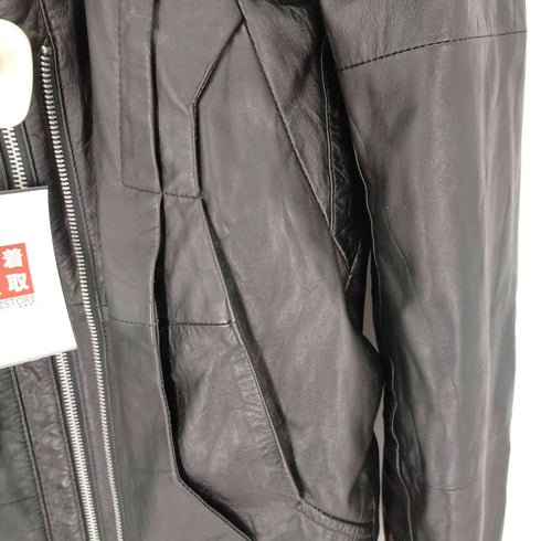 エカム EKAM 羊皮シングルライダースレザージャケット ダブルジップ 変形 メンズ import:L