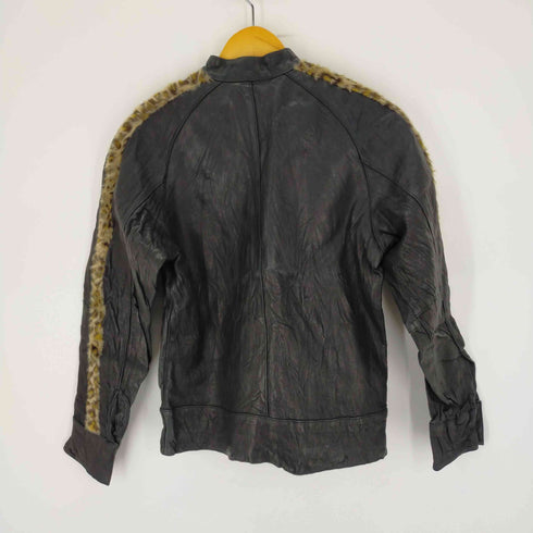 スローウェア SLOW WEAR レオパードファーシングルライダースジャケット メンズ JPN:1