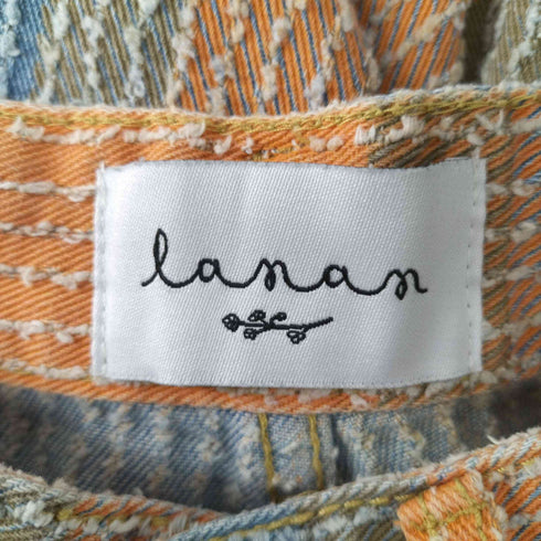 lanan ストライプ加工 チェックパンツ レディース