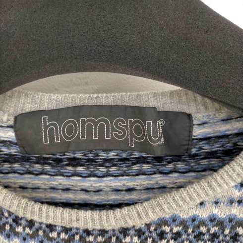 ホームスパン homspun 総柄 クルーネックニット レディース FREE