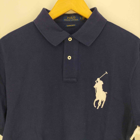 ポロラルフローレン POLO RALPH LAUREN CUSTOM SLIM FIT 鹿の子 ビッグポニー刺繍 ポロシャツ メンズ import:L