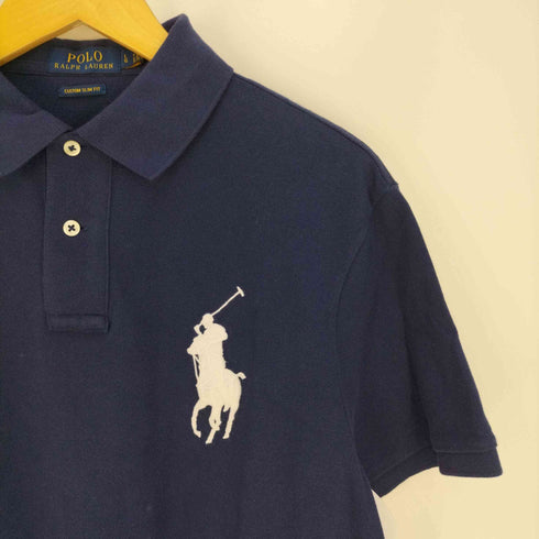 ポロラルフローレン POLO RALPH LAUREN CUSTOM SLIM FIT 鹿の子 ビッグポニー刺繍 ポロシャツ メンズ import:L