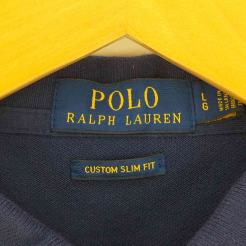 ポロラルフローレン POLO RALPH LAUREN CUSTOM SLIM FIT 鹿の子 ビッグポニー刺繍 ポロシャツ メンズ import:L