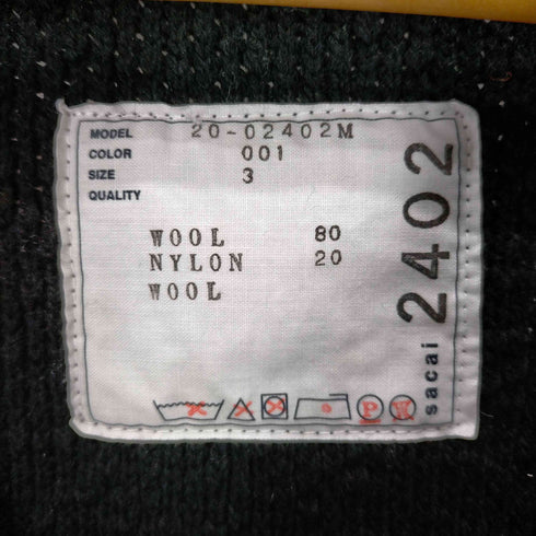 サカイ Sacai 20AW Wool Knit Cardigan メンズ JPN:3