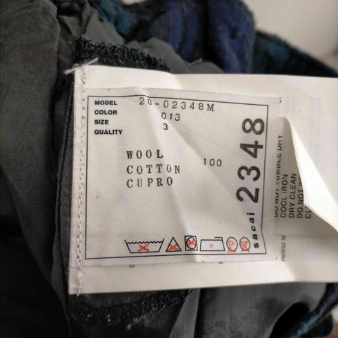 サカイ Sacai 20AW ブラックウォッチチェックウールカーゴパンツ メンズ JPN:3