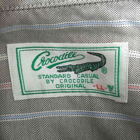 クロコダイル crocodile ワンポイント 刺繍 ストライプ B.D シャツ メンズ LL