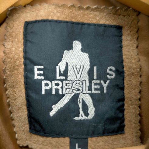 ELVIS PRESLEY 90S 背面メッセージ刺繍 ピッグレザー ジップアップブルゾン メンズ import:L