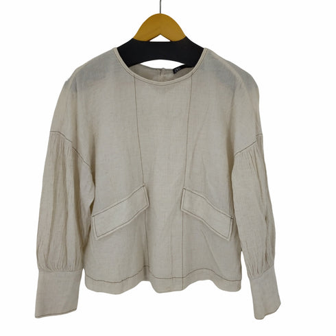 ザラ ZARA 楊柳コットンリネンブラウス レディース import:M