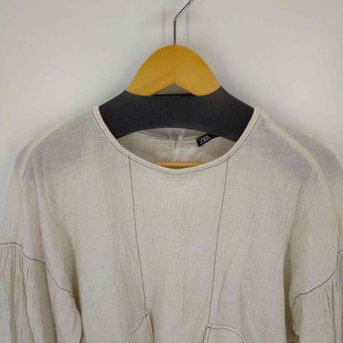 ザラ ZARA 楊柳コットンリネンブラウス レディース import:M