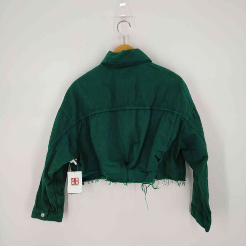 ザラ ZARA クロップドデニムジャケット 切りっぱなし レディース import:M