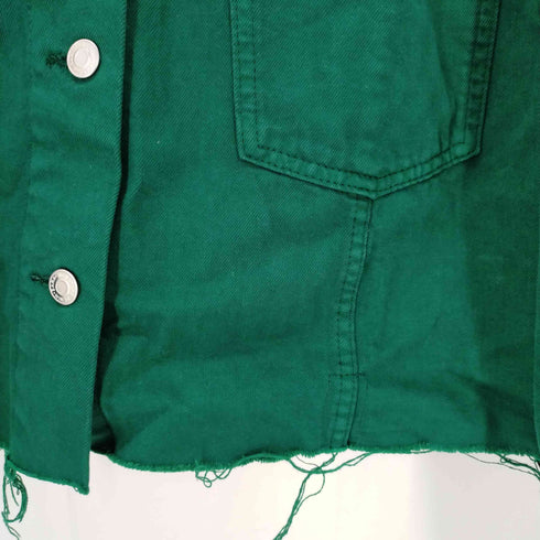ザラ ZARA クロップドデニムジャケット 切りっぱなし レディース import:M