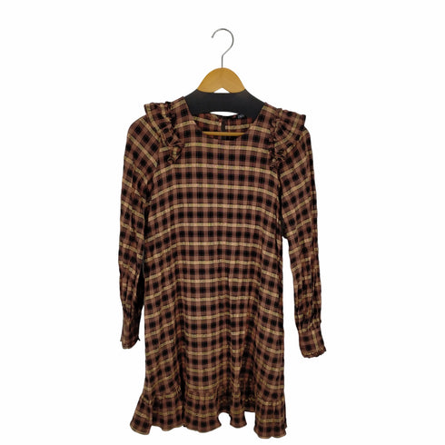 ザラ ZARA ラメチェックフリルワンピース レディース import:S