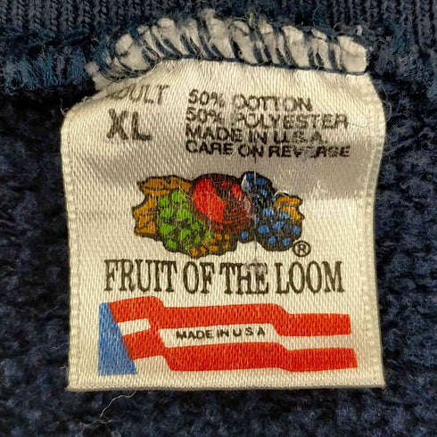 フルーツオブザルーム FRUIT OF THE LOOM 90s USA製 発泡プリント MICHIGAN クルーネックスウェット メンズ import:XL