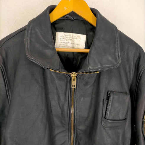 80~90s フランス軍 レザーフライトジャケット 民間品 メンズ JPN:52