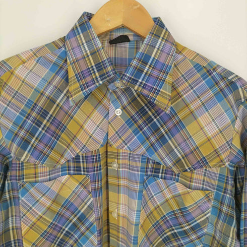 Mens Fashion デカ襟 チェックシャツ メンズ