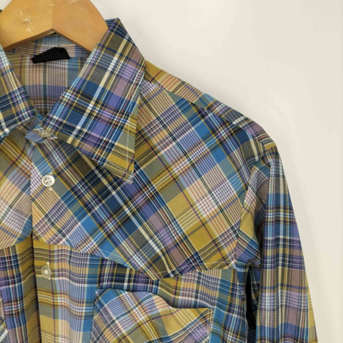 Mens Fashion デカ襟 チェックシャツ メンズ