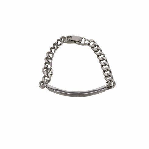 メタルプレート 編み込みチェーンブレスレット レディース