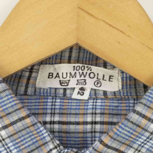 ドイツ製 BAUMWOLLE 100% グランパシャツ プルオーバーチェックシャツ メンズ 42
