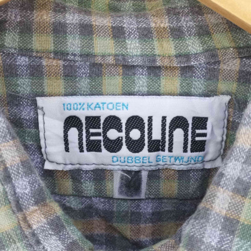 necoune グランパシャツ プルオーバーチェックシャツ メンズ